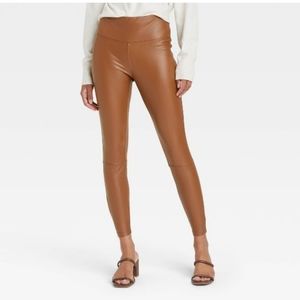 Camel faux leather legging